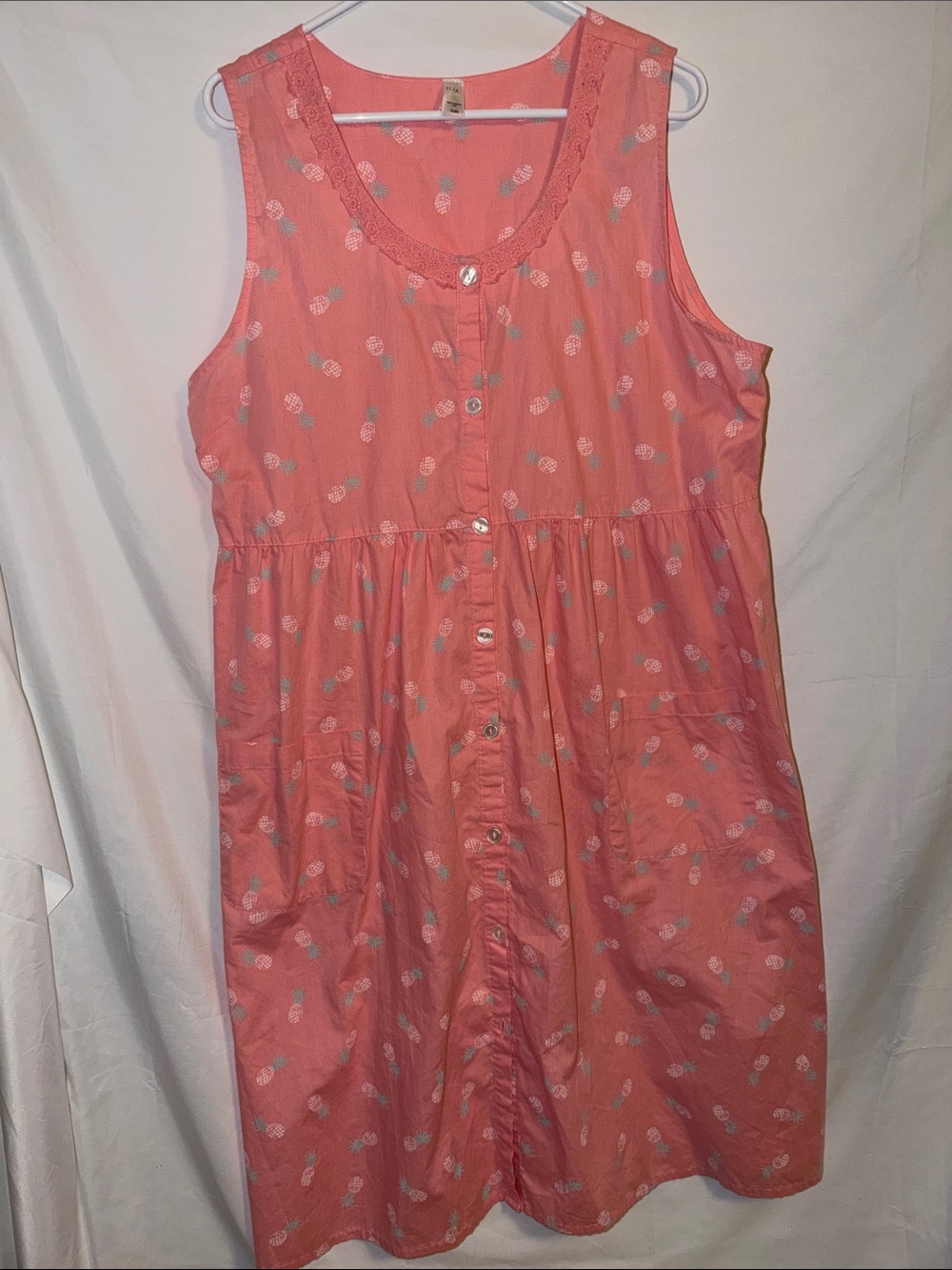 PINKK Coral Pineapple-Print Button Dress